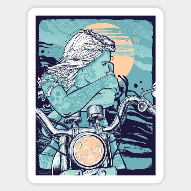 Motorbike girl Sticker by Franco Luna